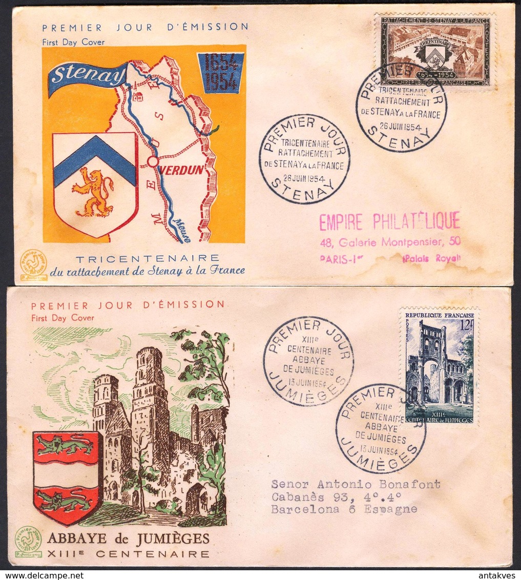 {F013} France 1954 2 FDC See Scan !! - 1950-1959