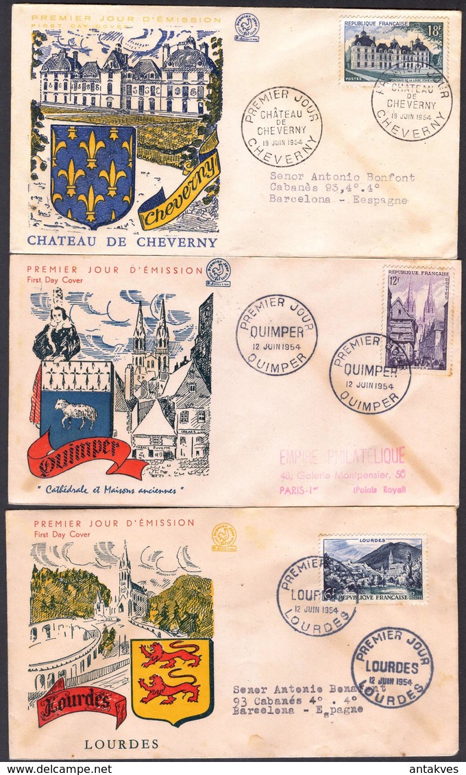 {F021} France 1954 Tourism 3 FDC See Scan !! - 1950-1959