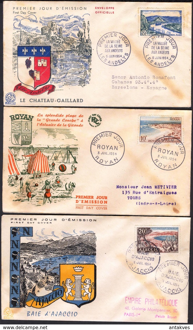 {F022} France 1954 Tourism II 3 FDC See Scan !! - 1950-1959