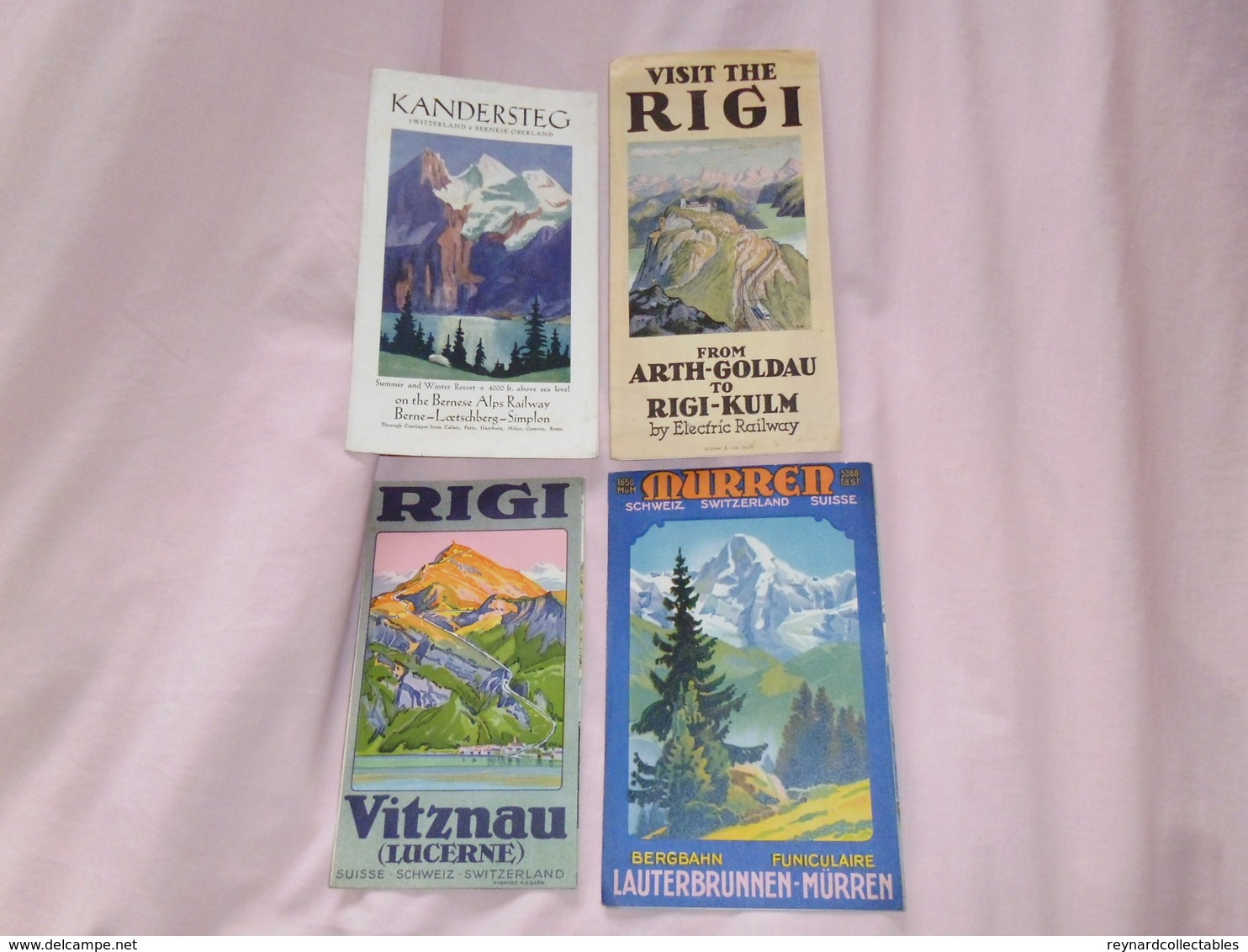 Switzerland 4 X Vintage Travel Brochure/maps. Panorama, Fine Artwork. Rigi, Murren, Kandersteg - Tourism Brochures