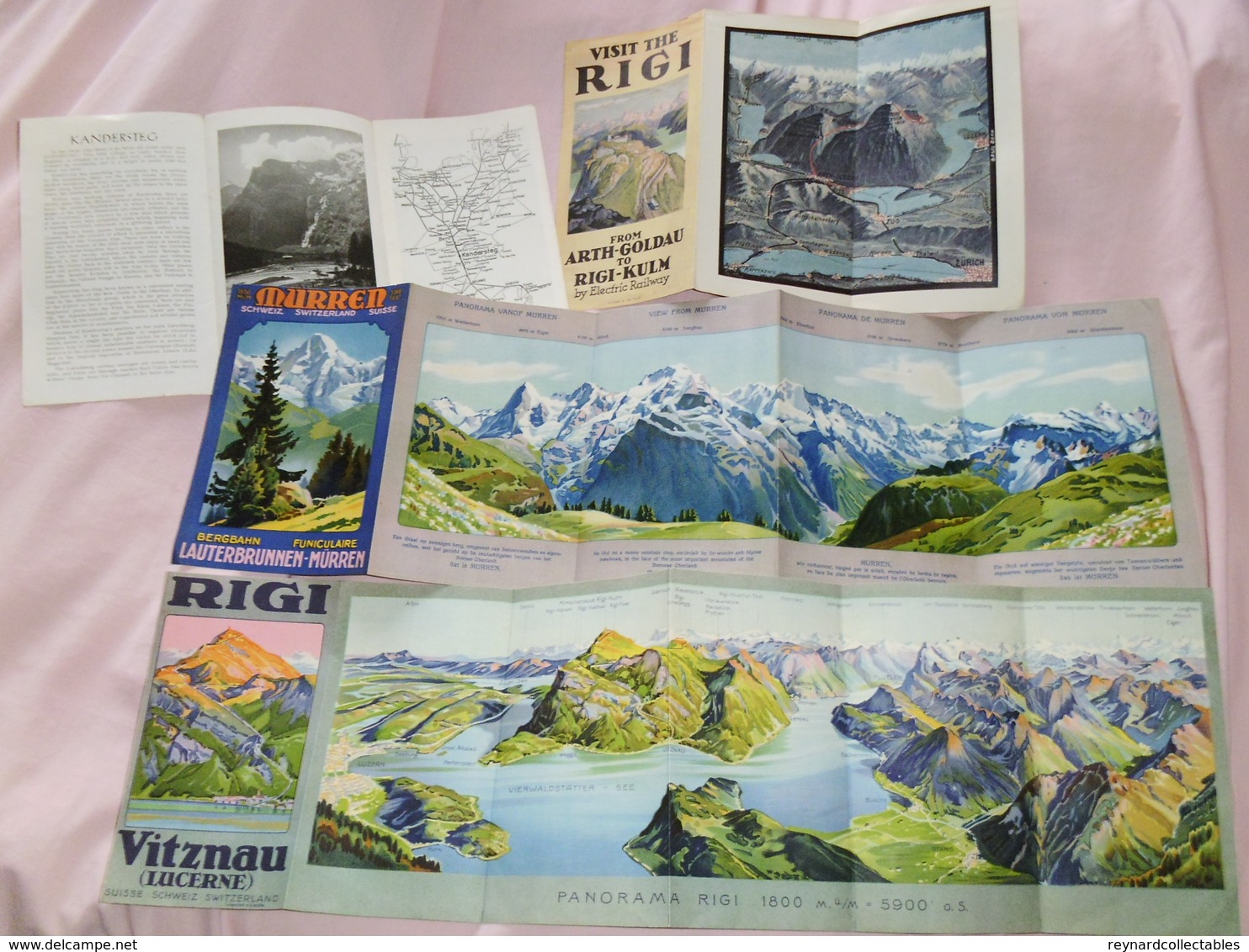 Switzerland 4 X Vintage Travel Brochure/maps. Panorama, Fine Artwork. Rigi, Murren, Kandersteg - Tourism Brochures