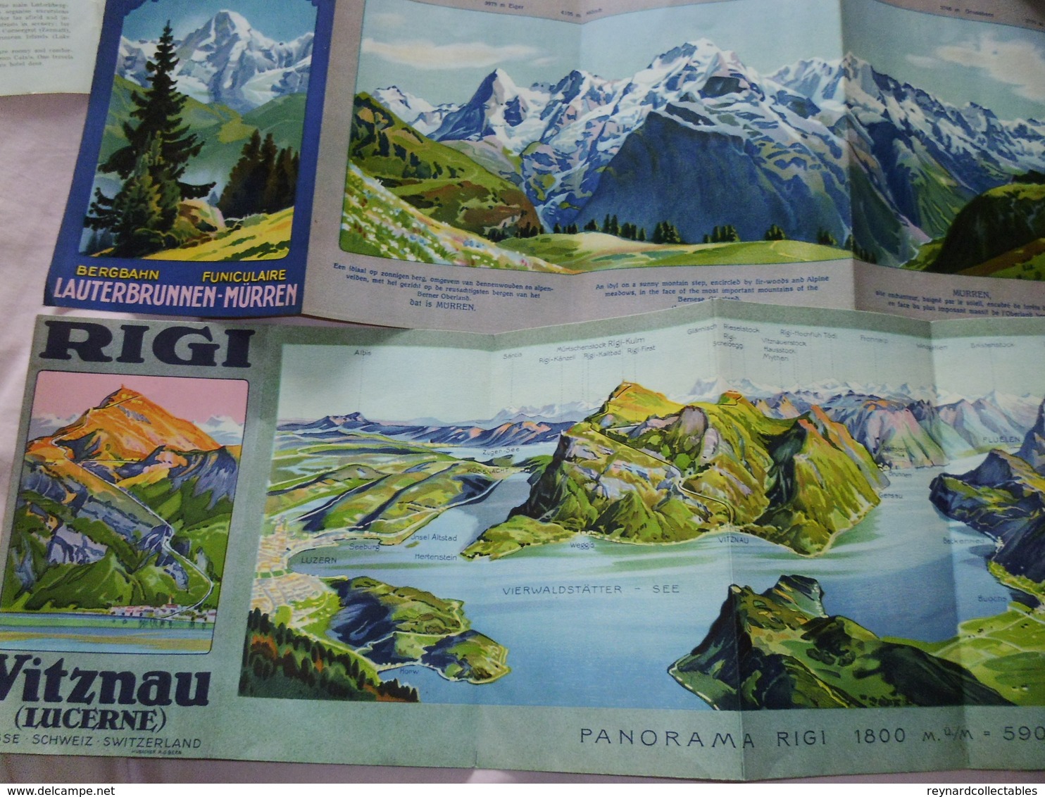 Switzerland 4 X Vintage Travel Brochure/maps. Panorama, Fine Artwork. Rigi, Murren, Kandersteg - Tourism Brochures