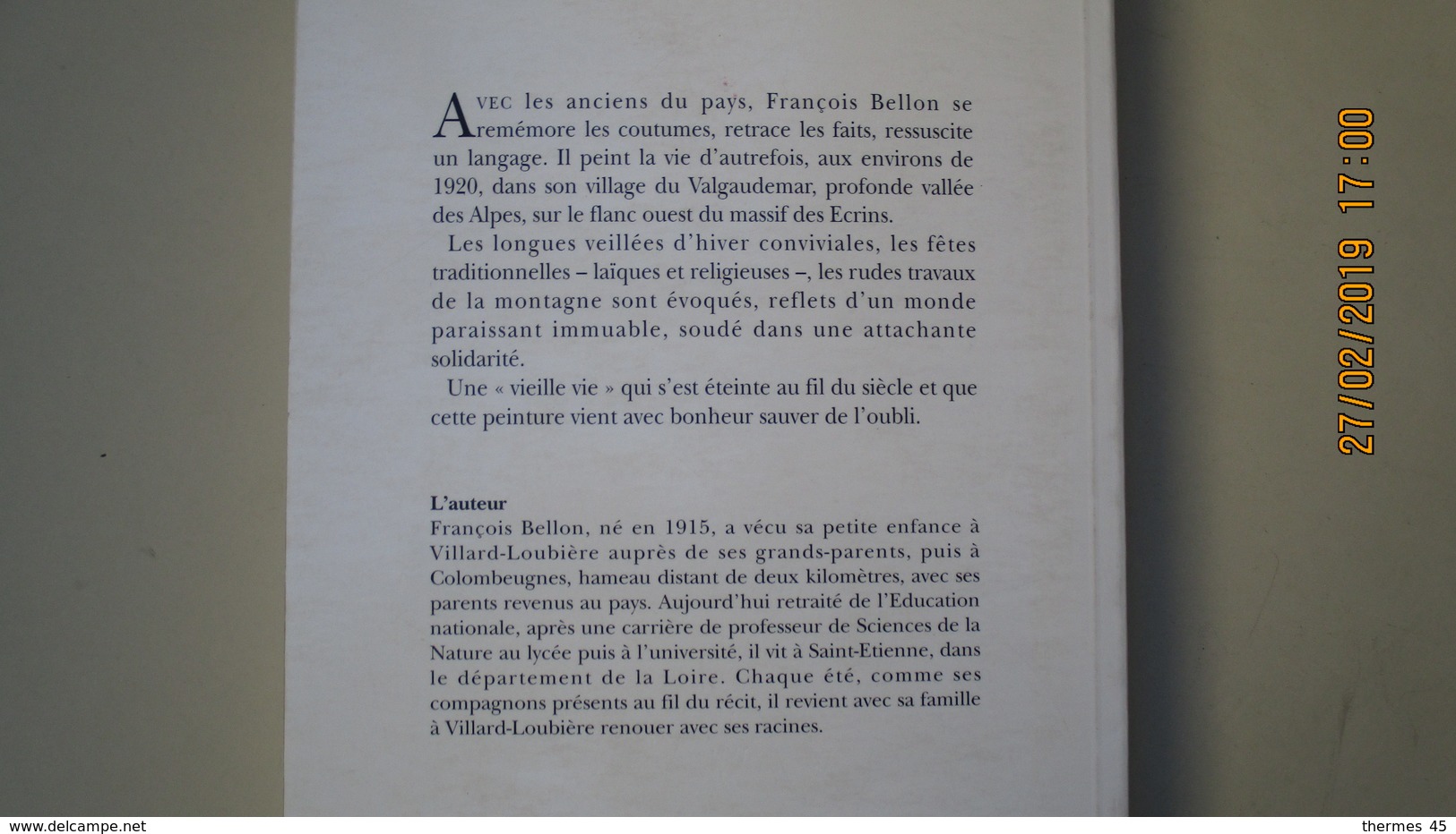 LA BOURSE DU CHAT ( L'autrefois En Valgaudemar )T1 / FRANCOIS BELLON / EDISUD /1992. - Histoire