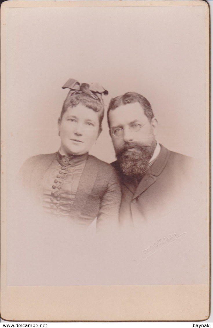 LL2  ~  CZECH, PRAG ~  YEAR 1889  ~   CABINET PHOTO  -  CDV  ~ 16,5  X 11  ~   COUPLE  ~ FOTOGRAF  H. ECKERT - Alte (vor 1900)