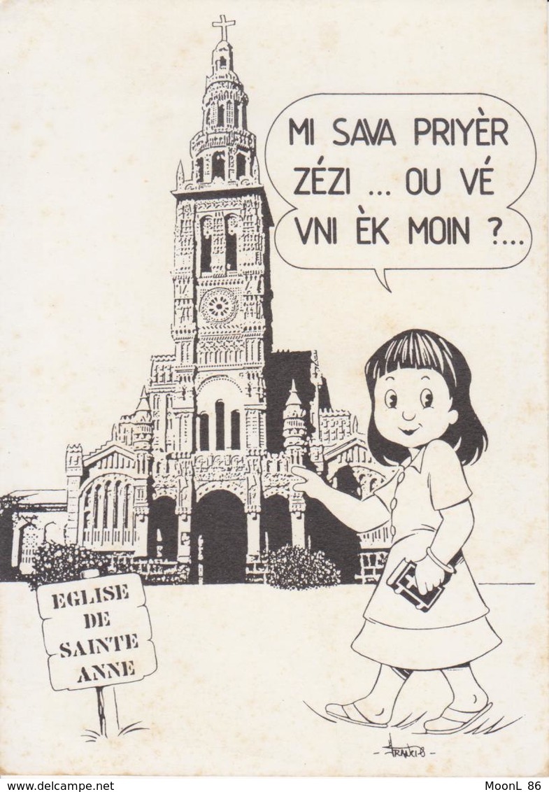 974 ILE DE LA REUNION - Carte Postale  Affiche Illustration FRANCIS - Eglise SAINTE ANNE  LANGUE CREOLE KREOL - Autres & Non Classés