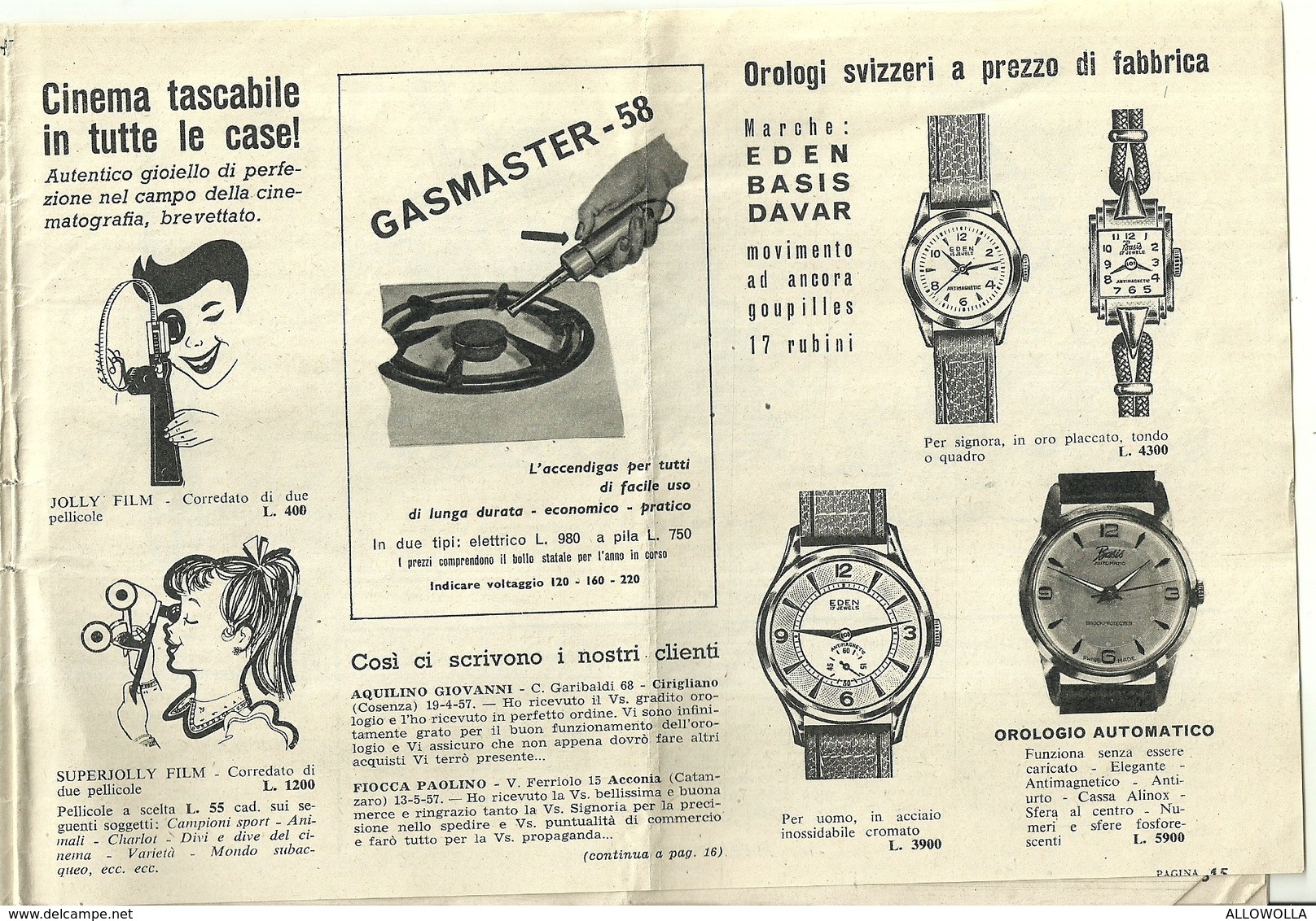 2923 " DITTA BECO-TORINO-IMPORTAZIONE E FABBRICAZIONE DI OROLOGI-CAT. N° 162-ANNO 1958 " ORIGINALE - Autres & Non Classés