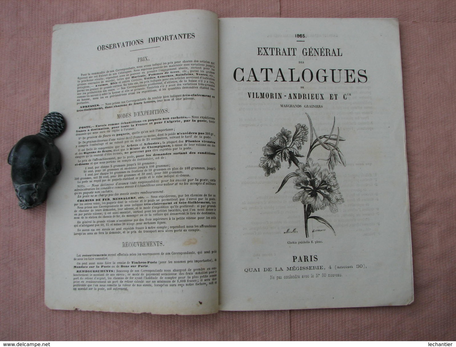 VILMORIN ANDRIEU 1865 Extrait Catalogue 36 Pages 155X235 Graines, Plantes Vivaces, Graines D'Arbres  T.B.E. - Altri & Non Classificati