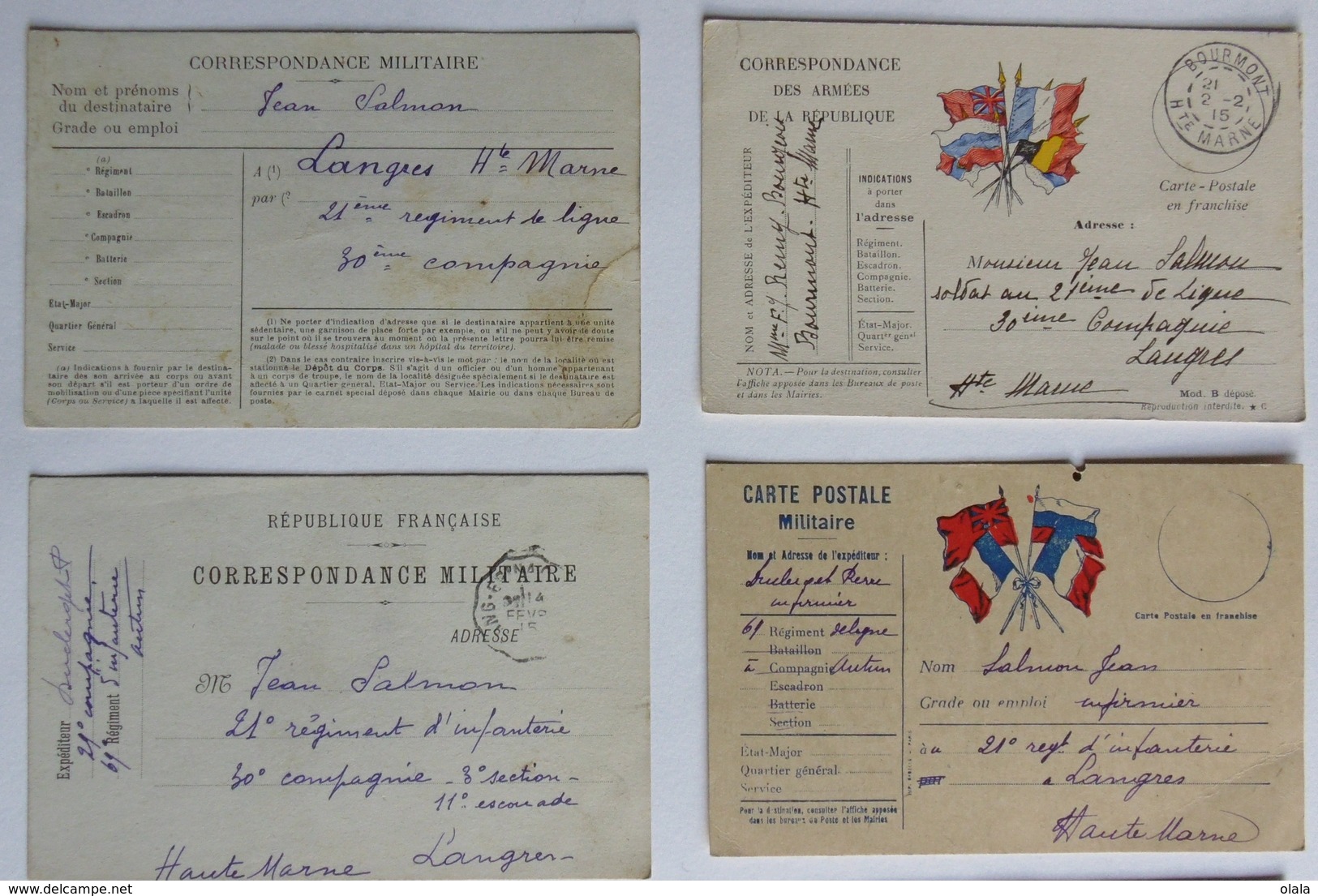 Correspondance Des Armées  De La République Lot De 16 Cartes écrites En 1915  Fb39 - Autres & Non Classés