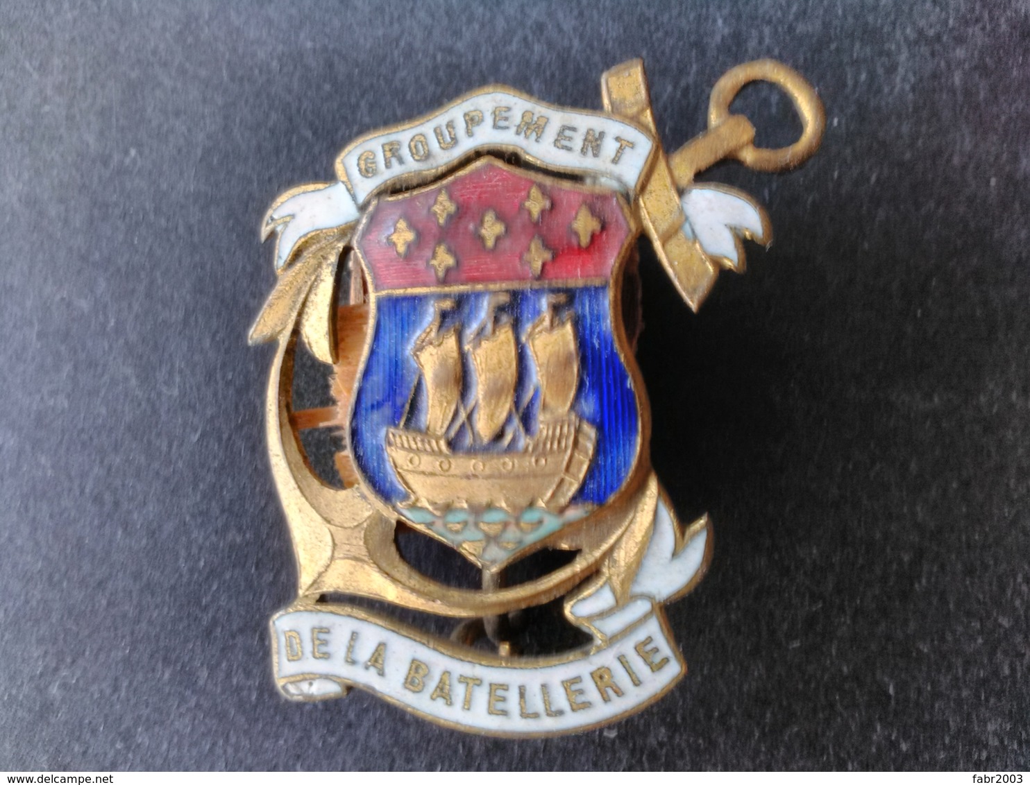 Dunkerque - Belle Et Rare Broche émaillée Groupement De La Batellerie. - Non Classés