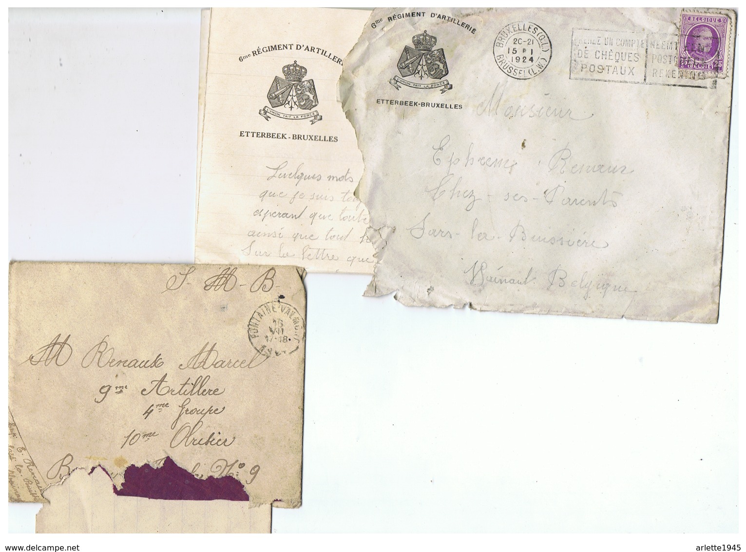 CORRESPONDANCE MILITAIRE BELGE MILITAIRE DE SARS LA BUISSIERE   1924 - 1914-18