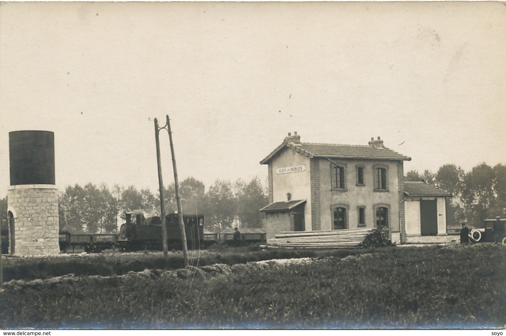 Real Photo Train En Gare Et Ouvrages à Gisy Les Nobles Yonne . 3 Cartes . - Gares - Avec Trains