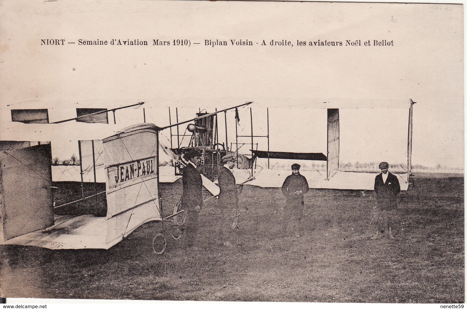 NIORT -- Semaine D'Aviation Mars 1910 -- Biplan Voisin - à Droite Les Aviateurs Noël Et Bellot - Niort