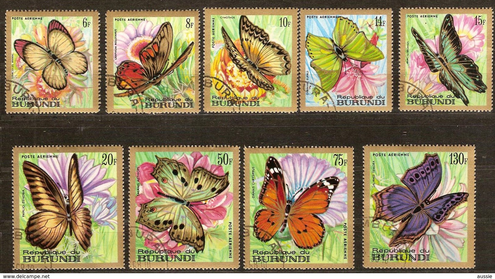 Burundi 1966 Yvertn° PA LP 82-90 (°) Oblitéré Used Cote 6,00 Euro Faune Papillons Vlinders Butterflies - Oblitérés