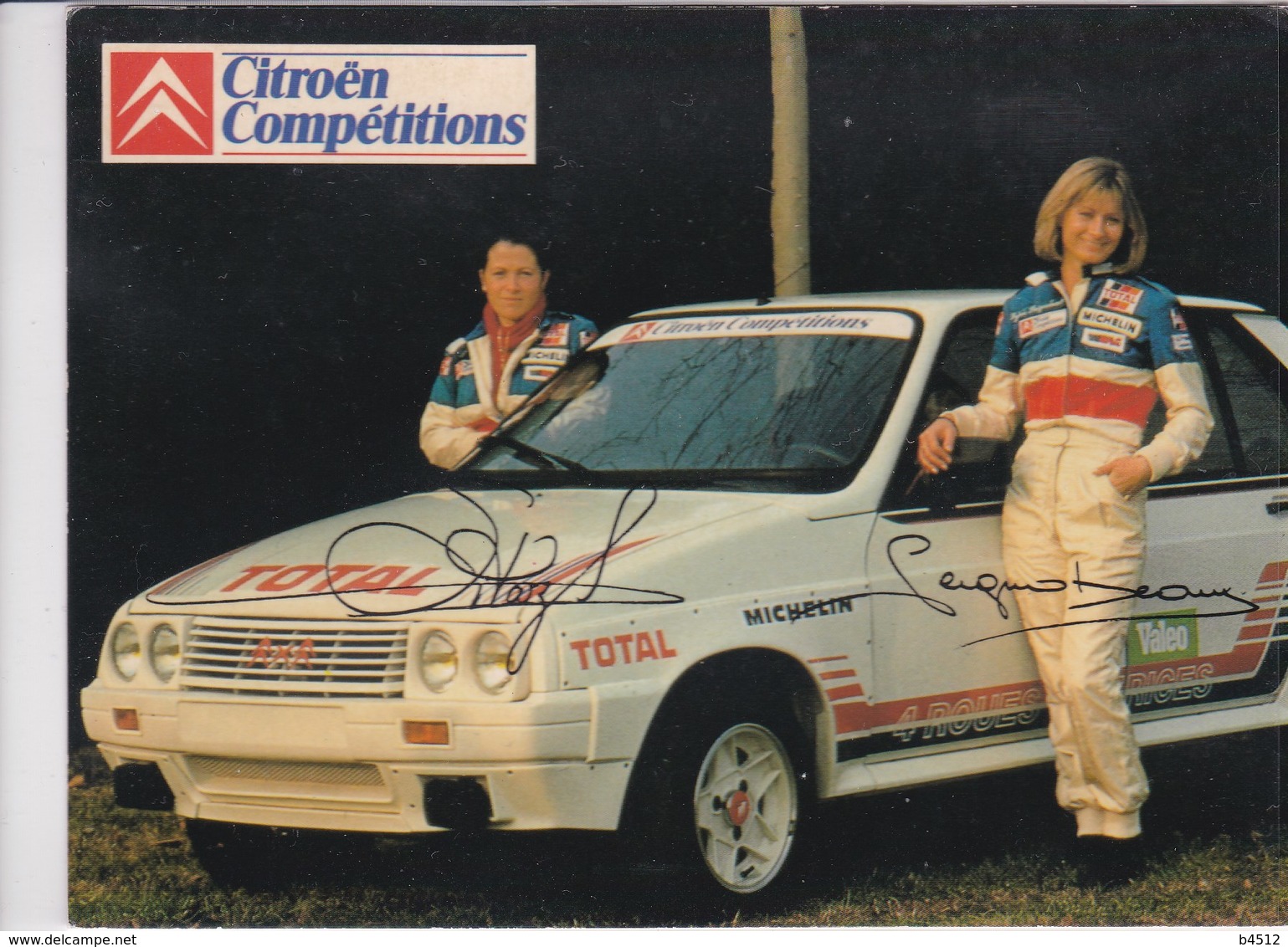 Ecurie Citroen Compétition ,écurie 1985 Pilote Sylvie Seignobeaux ,copilote Sylviane Sitraz ,publicité Total Michelin - Rallyes