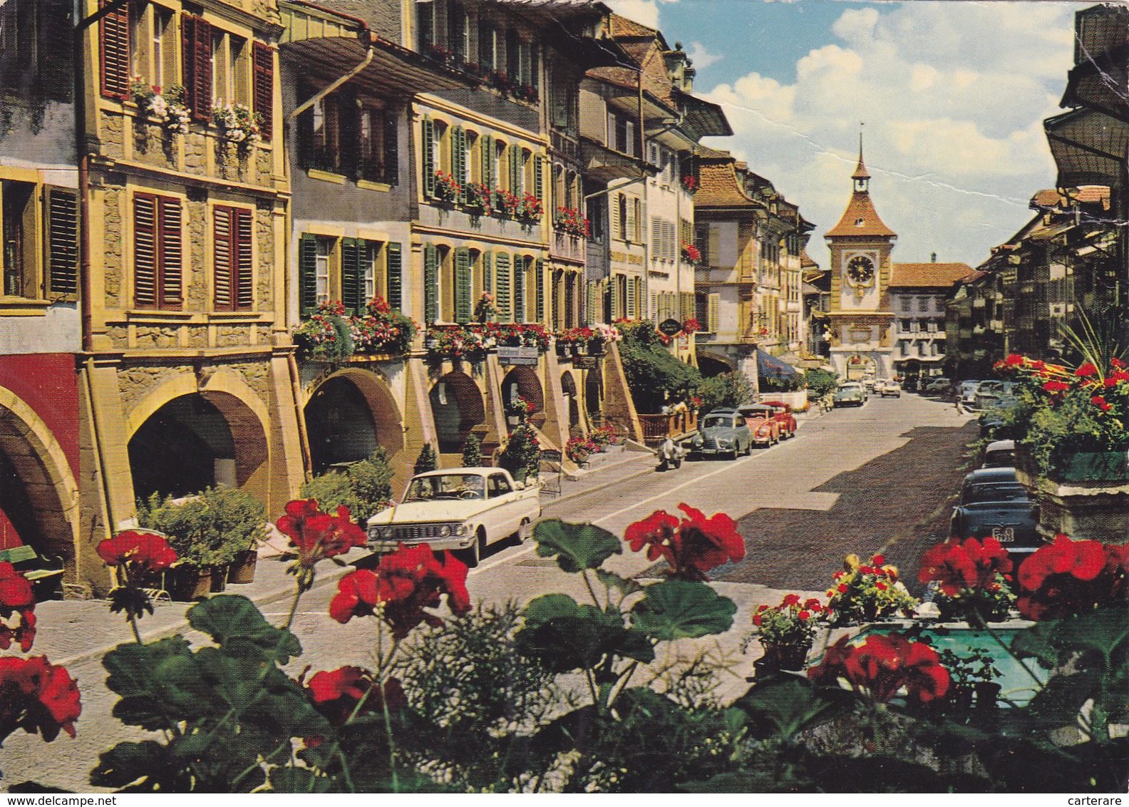 SUISSE,HELVETIA,SWISS,SWITZERLAND,SVIZZERA,SCHWEIZ ,FRIBOURG,MORAT,RUE,HOTEL,COMMERCE - Fribourg