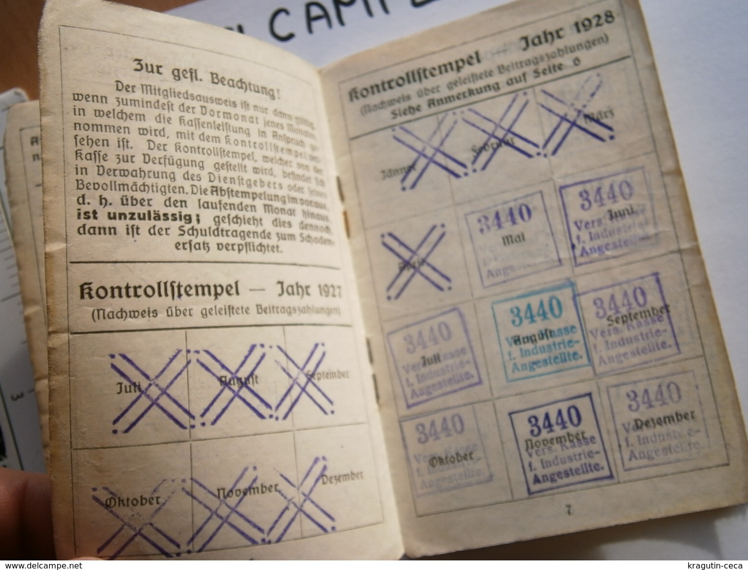 1930 WIEN OSTERREICH VIENNA AUSTRIA Mitgliedsausweis MEMBER CARD AUSWEIS EMPLOYEES DOCUMENT INSURANCE VERSICHERUNGSKARTE - Membership Cards