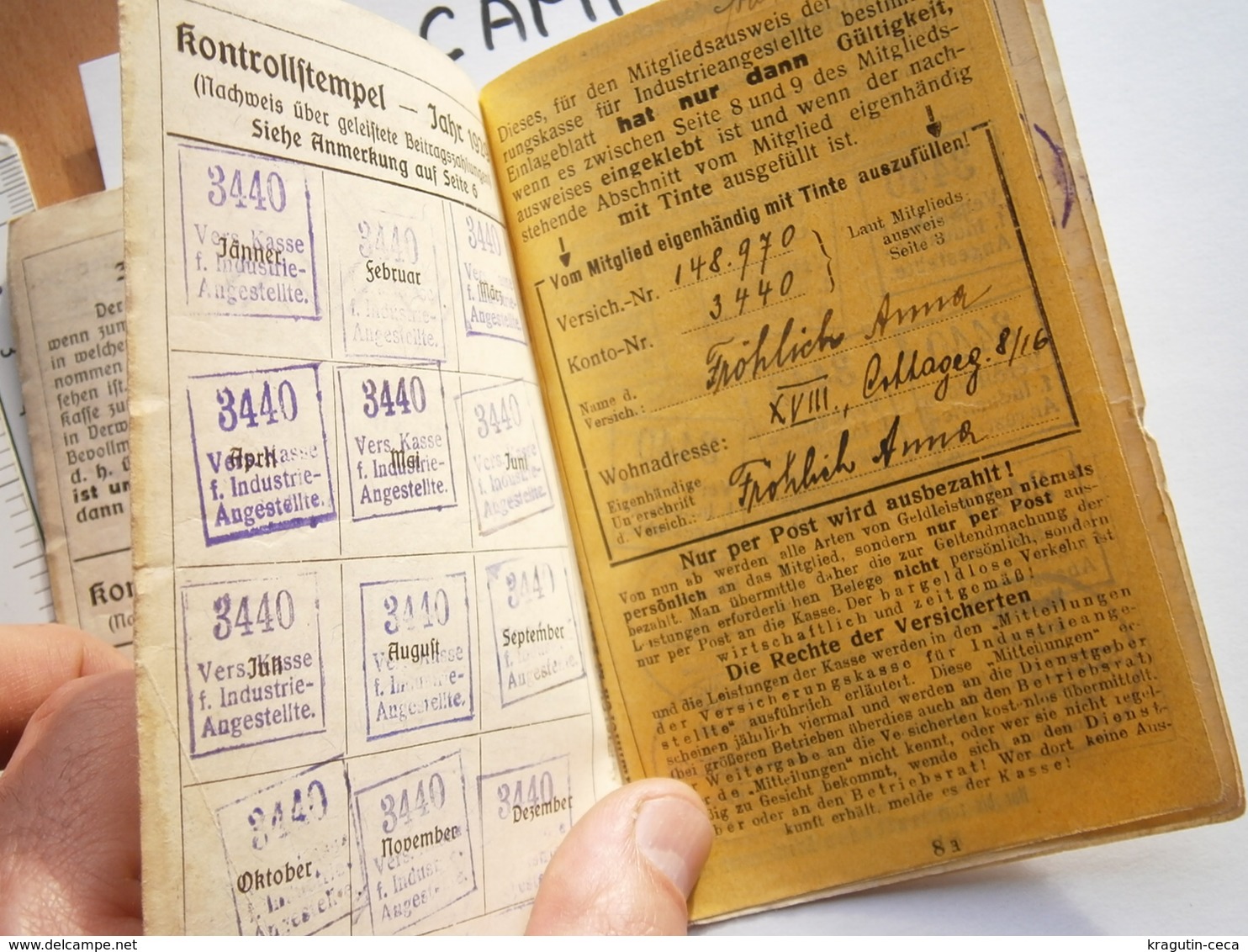 1930 WIEN OSTERREICH VIENNA AUSTRIA Mitgliedsausweis MEMBER CARD AUSWEIS EMPLOYEES DOCUMENT INSURANCE VERSICHERUNGSKARTE - Membership Cards