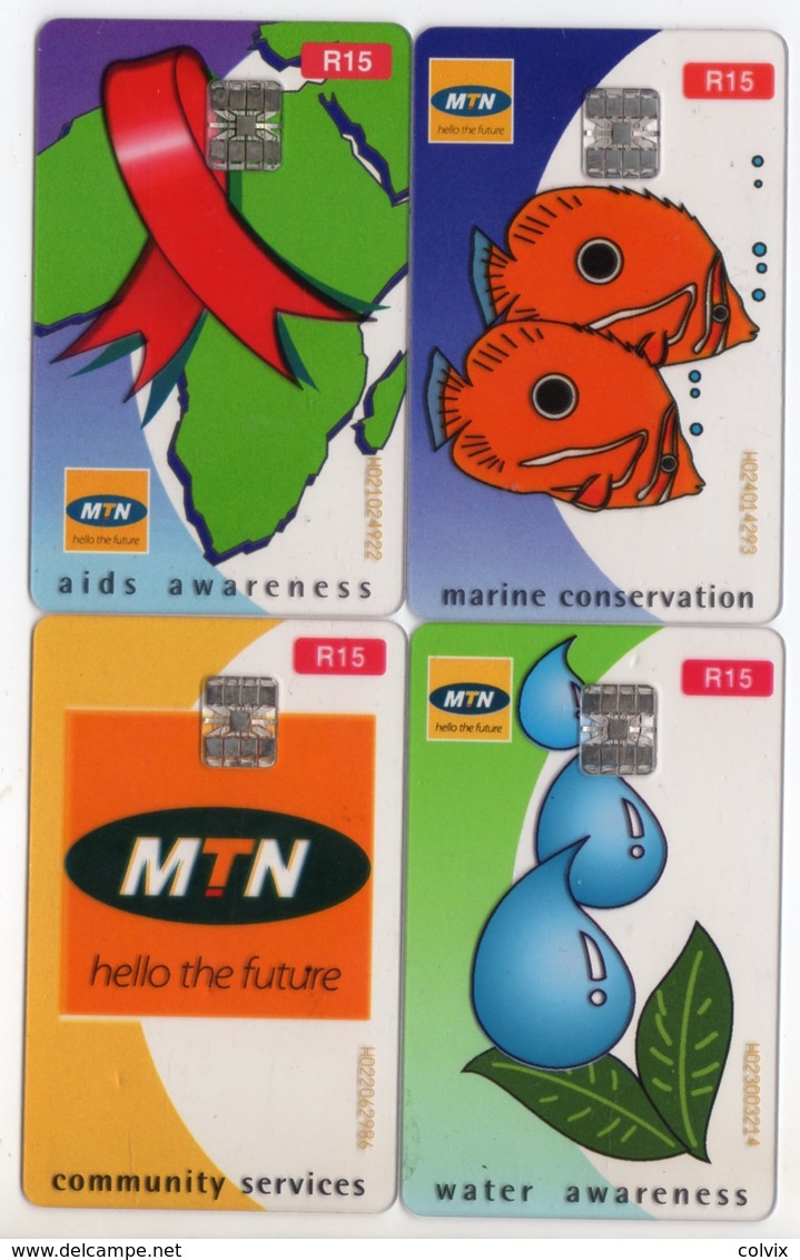 AFRIQUE DU SUD LOT 4 CARTES MTN à PUCE TRANSPARENTS CARDS - Afrique Du Sud