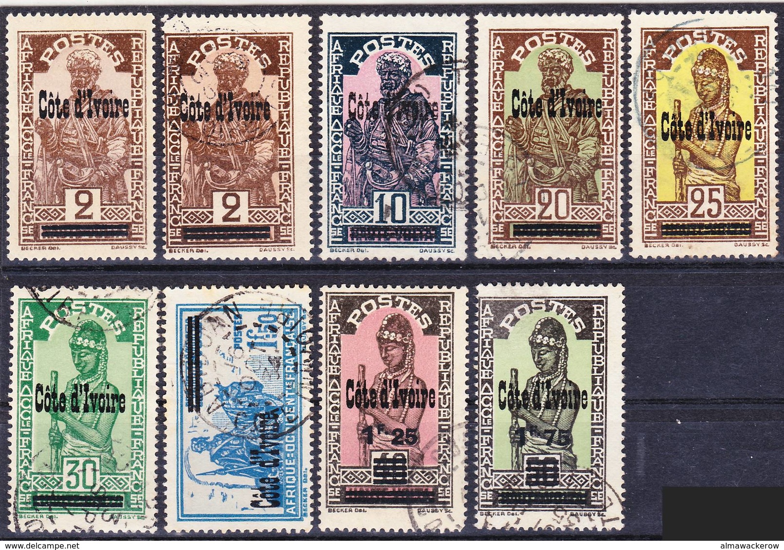 Côte D'Ivoire 1933 Lot 4, Timbres Courants De Haute-Volta Surchargés Oblitérés O, Je Vends Ma Collection! - Used Stamps