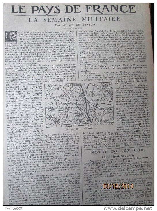 La Grande Guerre  14-18 La Semaine Militaire 21 Fevrier  Au  28 Fevrier 1918  L Affaire Du Pont D Aspach Burnhaupt - Non Classés