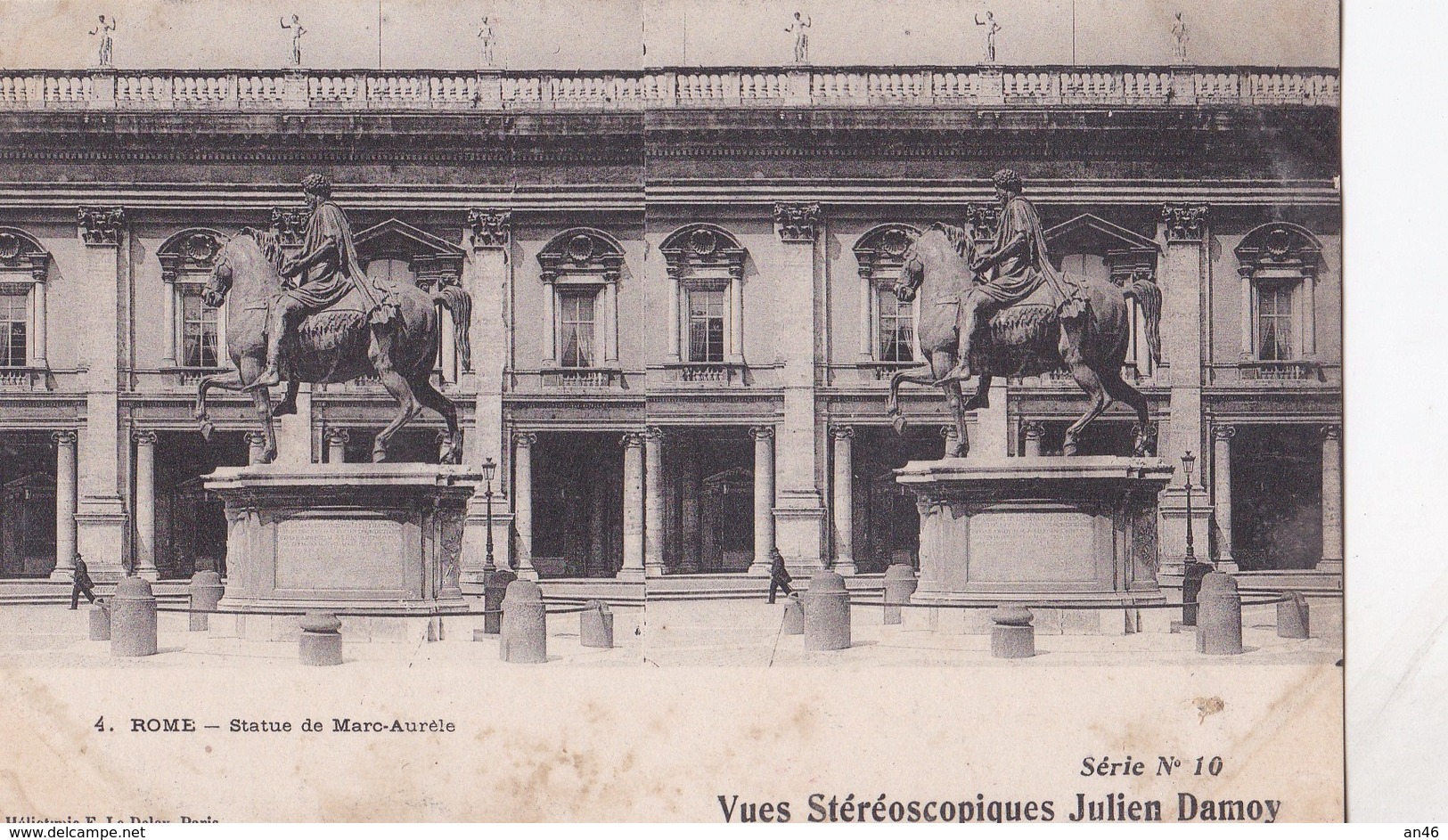 ROME STATUE DE MARC AURELE  VUES STEREOSCOPIQUESS JULIEN DAMOY SERIE N.10 AUTENTICA 100% - Cartoline Stereoscopiche