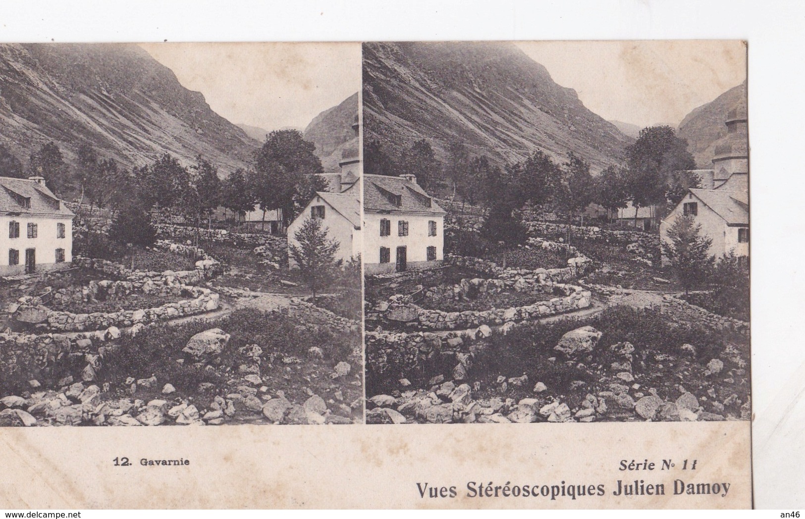 GAVARNIE VUES STEREOSCOPIQUESS JULIEN DAMOY SERIE N.11 AUTENTICA 100% - Cartes Stéréoscopiques