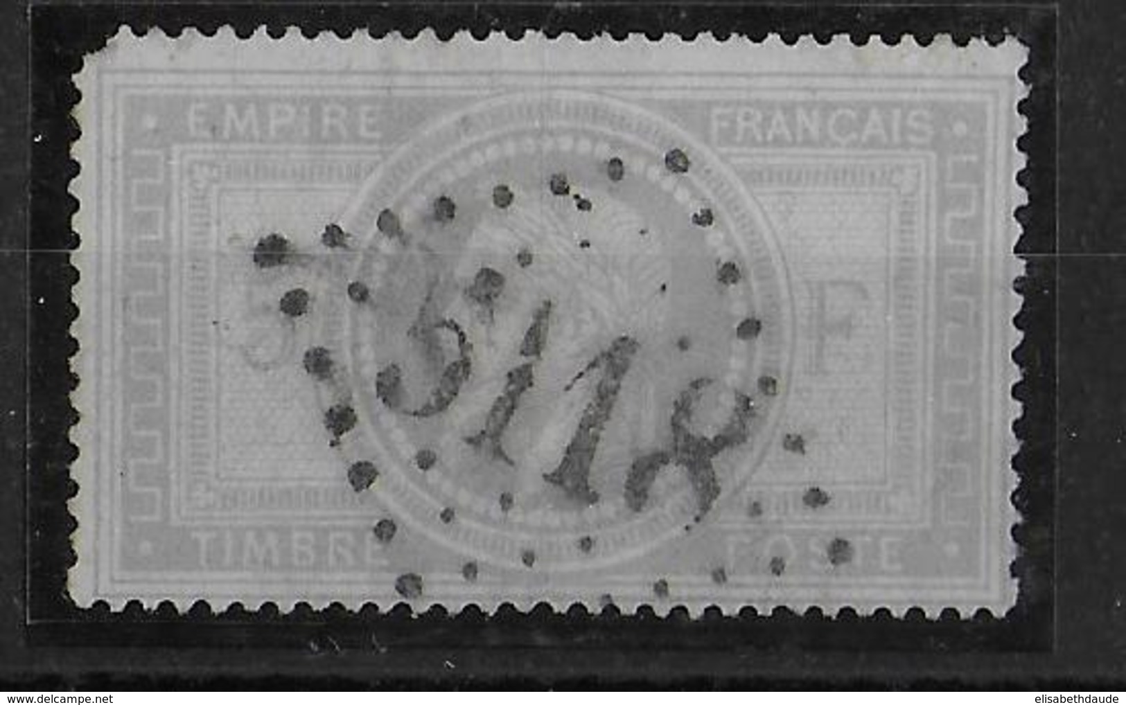 EMPIRE 5F - YVERT N° 33 OBLITERE GC 5118 - DEFECTUEUX - COTE = 1000 EUR. - 1863-1870 Napoléon III Lauré