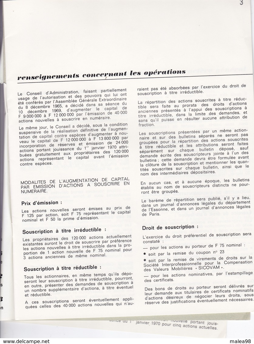 L. CLAUSE   BRETIGNY SUR ORGE ,NOTE D'INFORMATION MISE A LA DISPOSITION DU PUBLIC , RELATIVE A L'AUGMENTATION DU CAPITAL - A - C