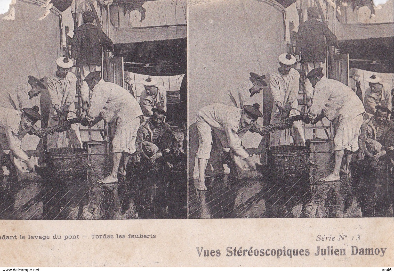 PENDANT LE LAVAGE DU PONT VUES STEREOSCOPIQUESS JULIEN DAMOY SERIE N.13 AUTENTICA 100% - Cartoline Stereoscopiche