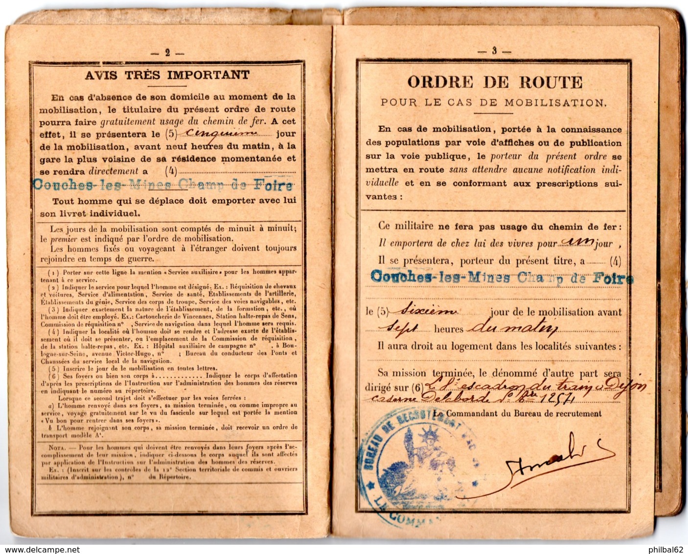 Classe 1896. Livret Militaire De Henri Champagnac, Canton De Mesvres, Près De Autun, Saône Et Loire. - Historical Documents