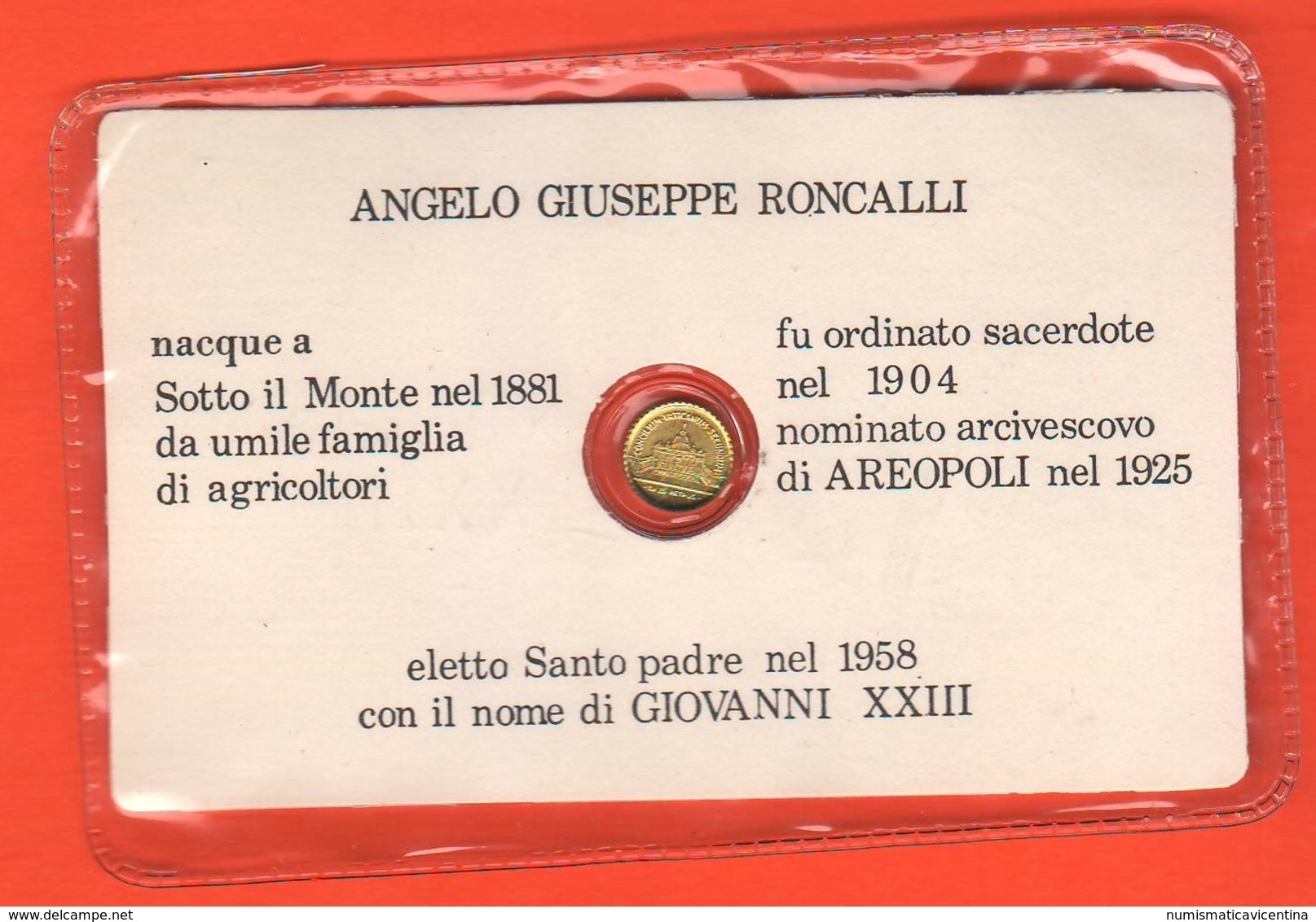 Papa Pope Giovanni XXIII° Gettone Moneta Token Card Anni '70 - Altri & Non Classificati