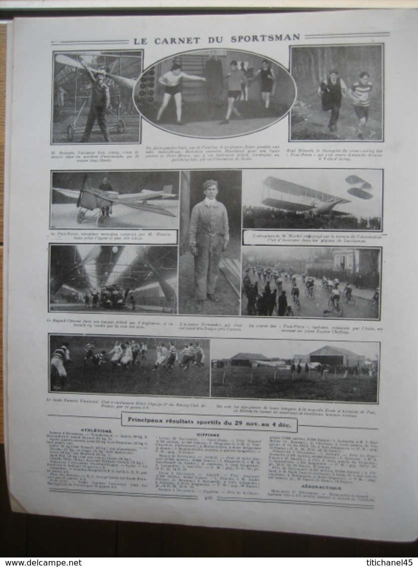 1909 GUYOT VOLE A MOSCOU/LES SIX JOURS DE NEW-YORK/BOXE / CHARLIE HITTE-WILLIAM CURZON-LE COMBAT JEANNETTE-MAC VEA