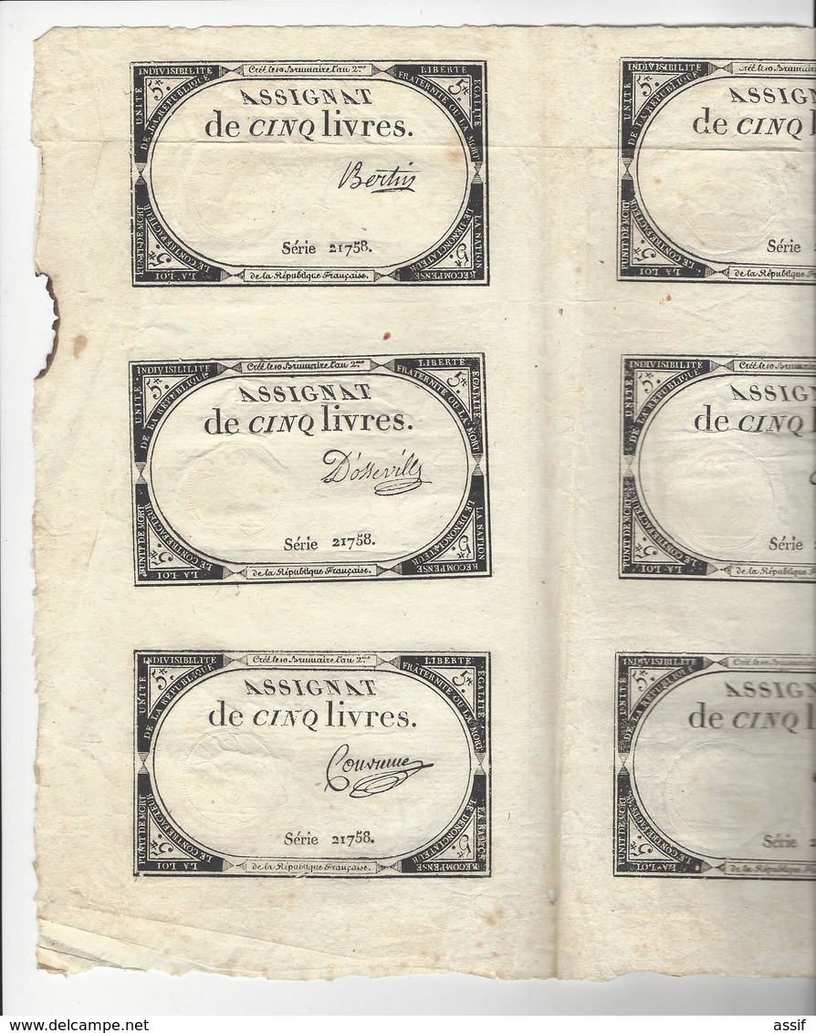 21 ASSIGNATS DONT UNE PLANCHE DE 6 /FREE SHIPPING REGISTERED - Assignats