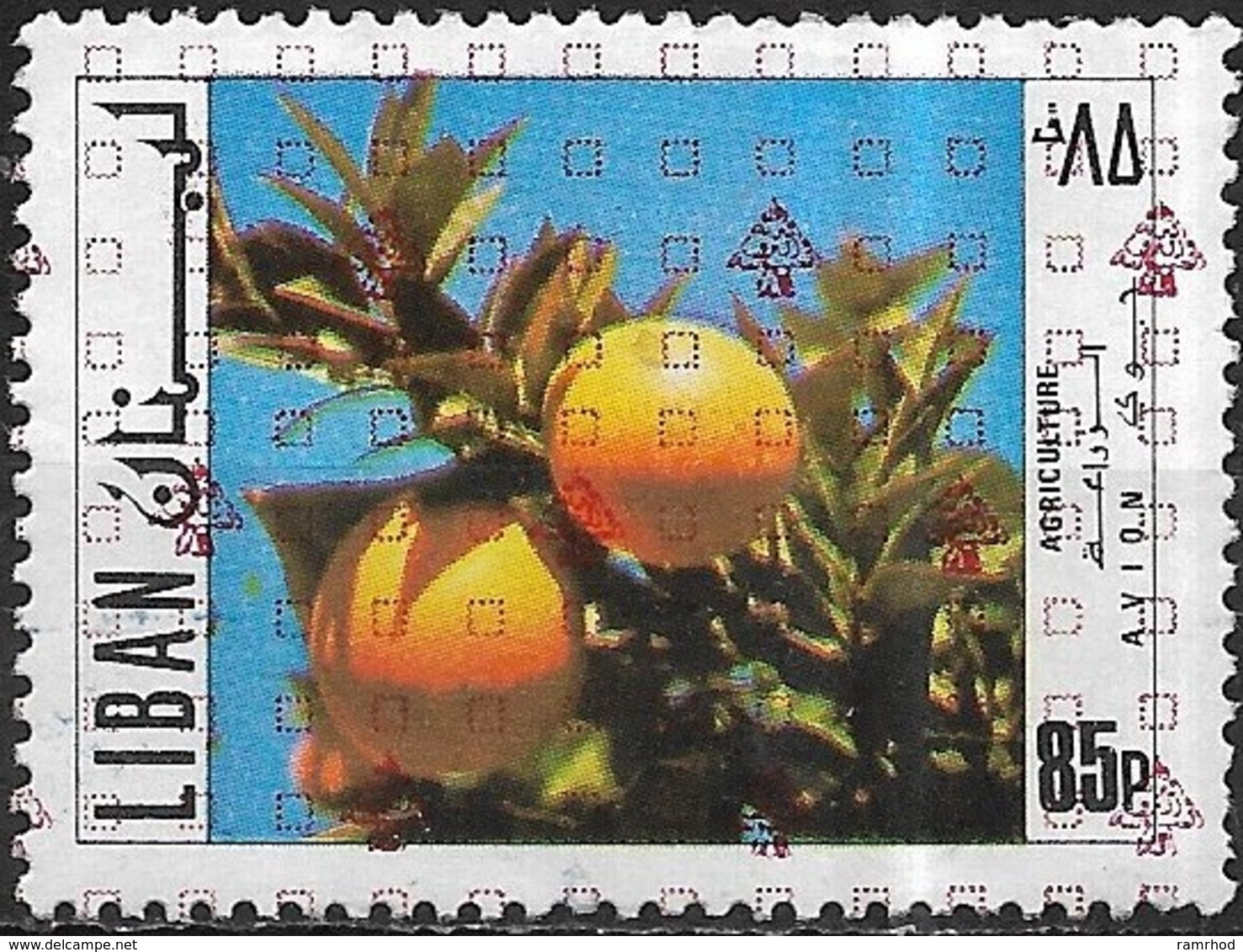 LEBANON 1978 Air. Oranges Overprinted With Pattern - 85p Multicoloured FU - Libanon