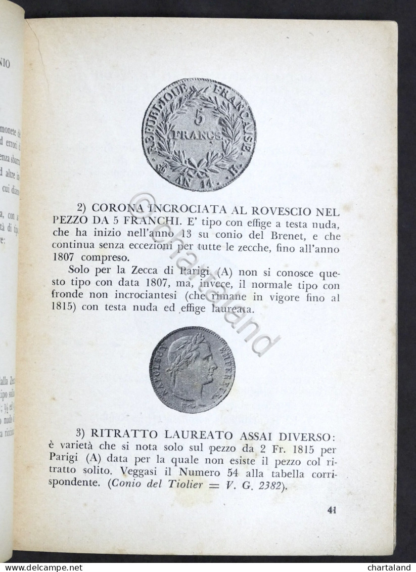 Numismatica - Prontuario Prezziario Delle Monete Di Napoleone I - Ed. 1952 - Books & Software