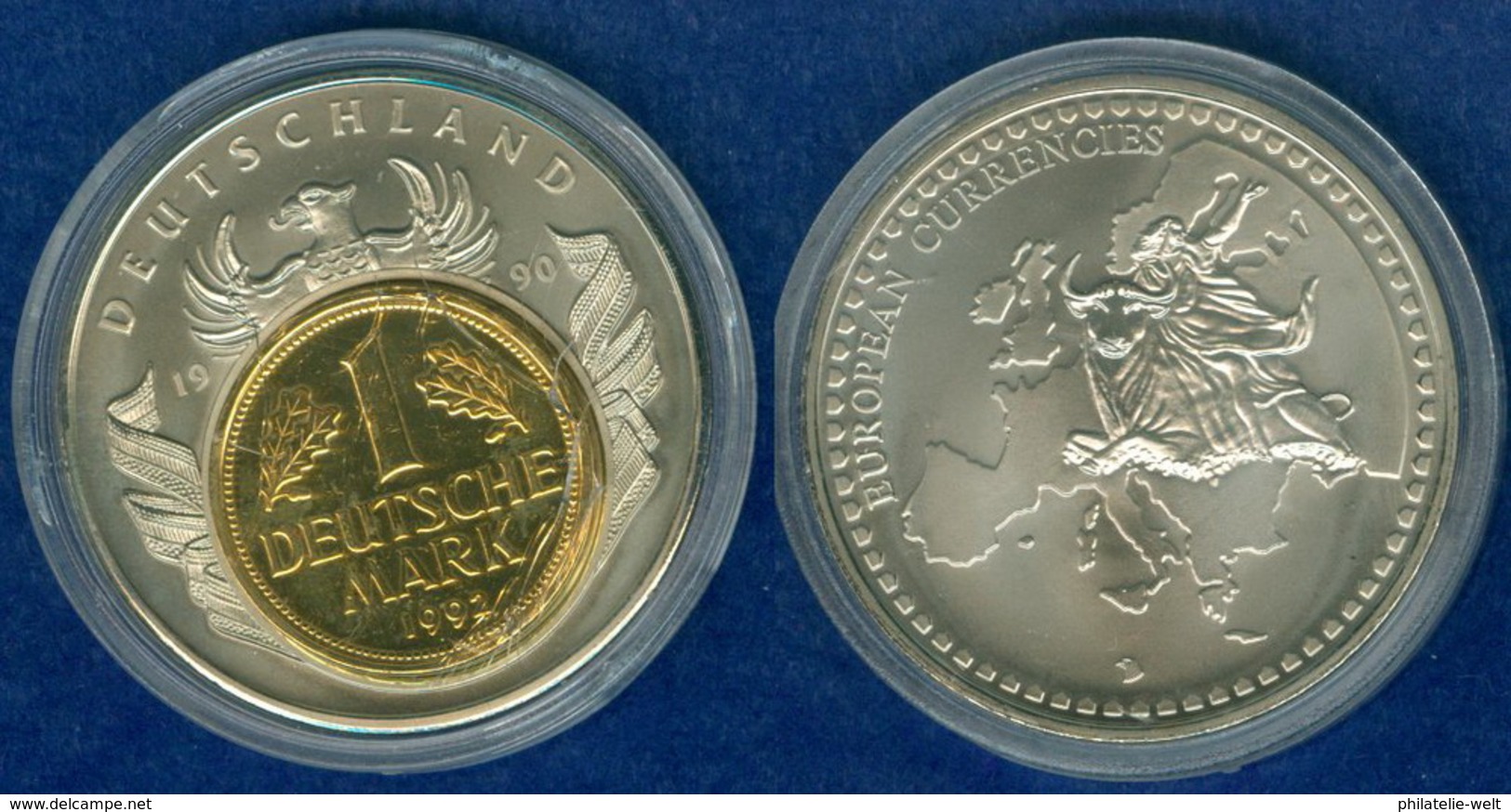 Medaille Das Geld Europas 40mm Teilvergoldet - Sonstige & Ohne Zuordnung