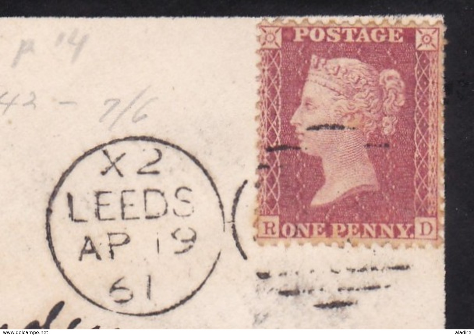 GB - 1858-1864 - 1 Penny Red  Queen Victoria  Mourning Letter From LEEDS To FARNBOROUGH - Transit Cancels At The Back - Covers & Documents