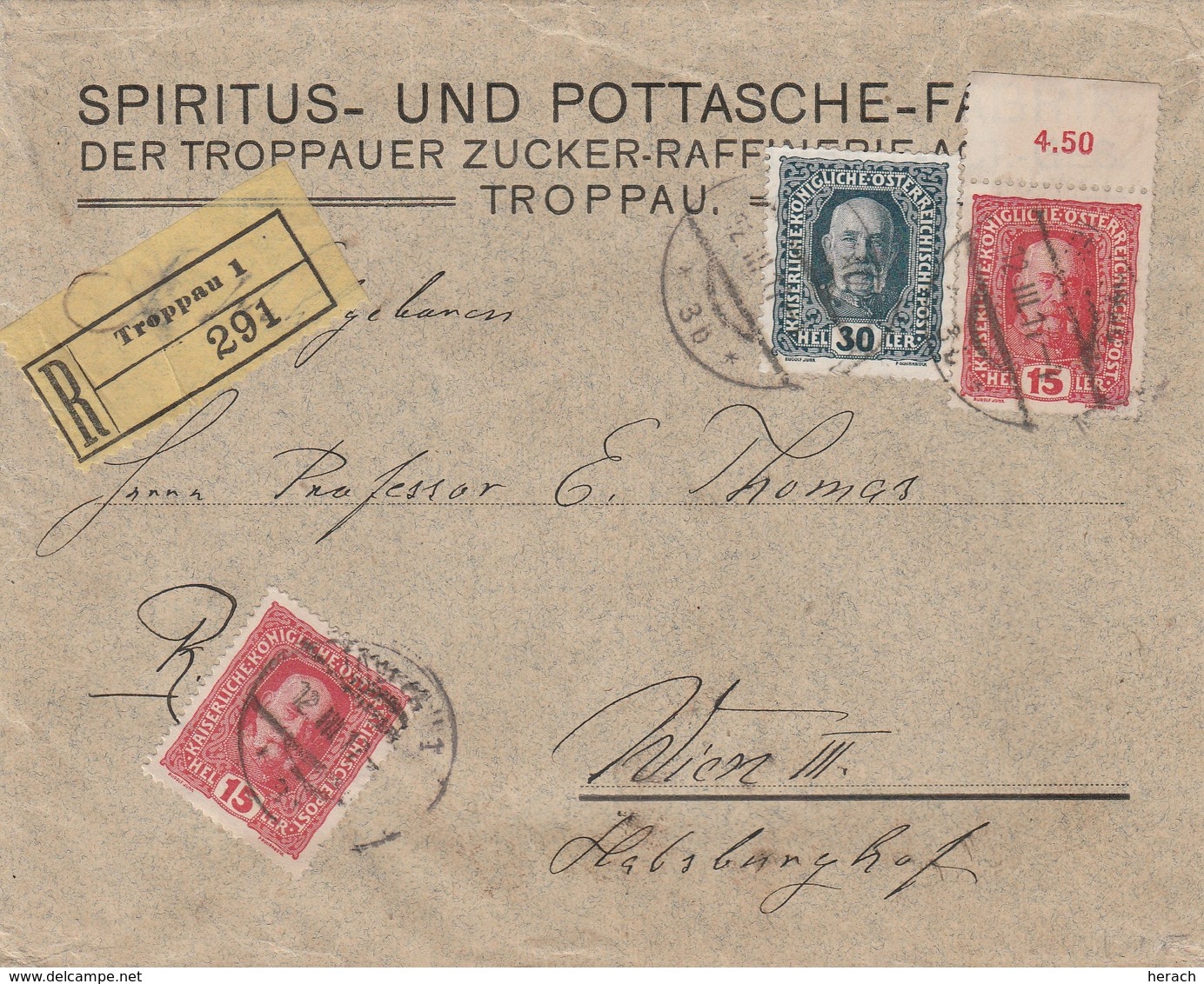 Autriche Lettre Recommandée Troppau 1917 - Brieven En Documenten