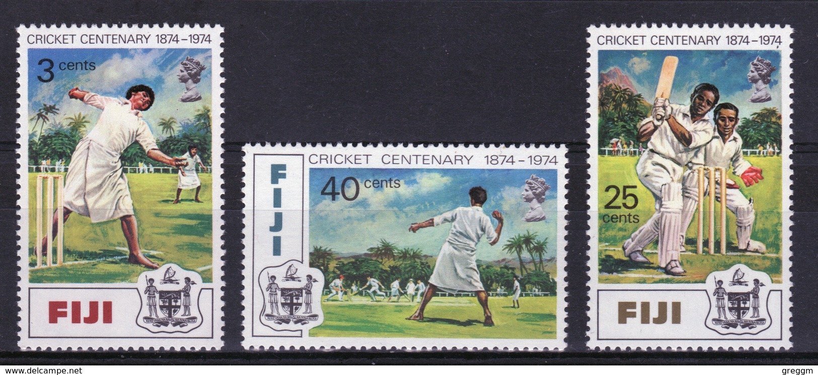 Fiji 1974 Set Of Stamps To Celebrate Centenary Of Cricket. - Fiji (1970-...)