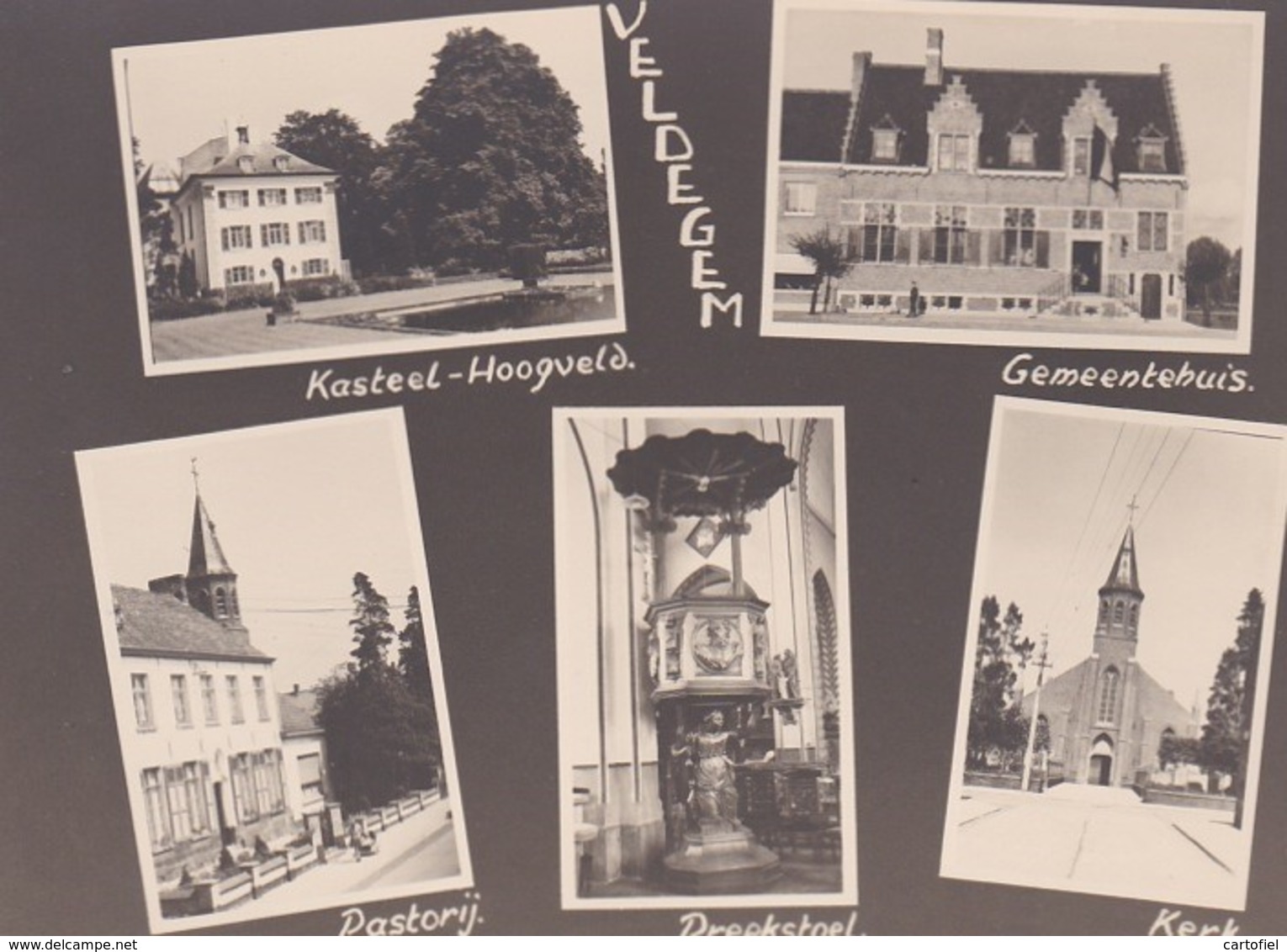 VELDEGEM-FOTOKAART-MEERZICHT-KASTEEL+GEMEENTEHUIS+KERK+PASTORIJ+PREEKSTOEL-NIET VERSTUURD-ZIE DE  2 SCANS-MOOI ! ! ! - Zedelgem