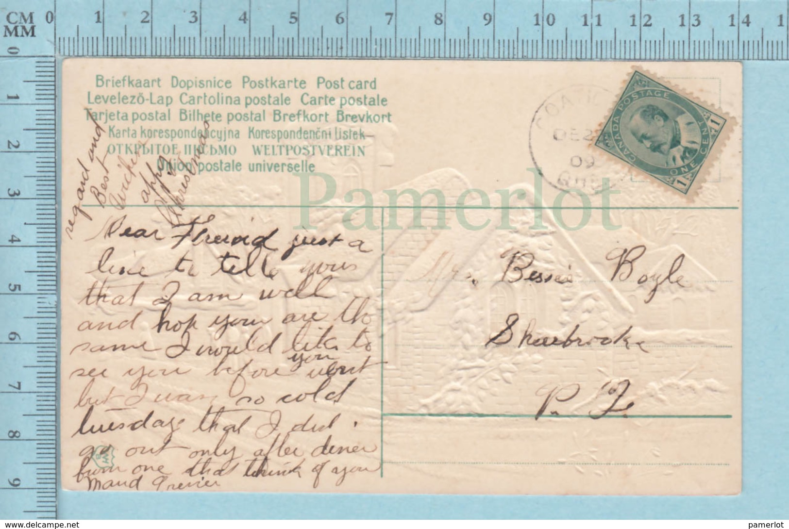Carte Postale CPA - Christmas- Used Voyagé En 1909 + CND Stamp, Send To Sherbrooke Quebec - Autres & Non Classés