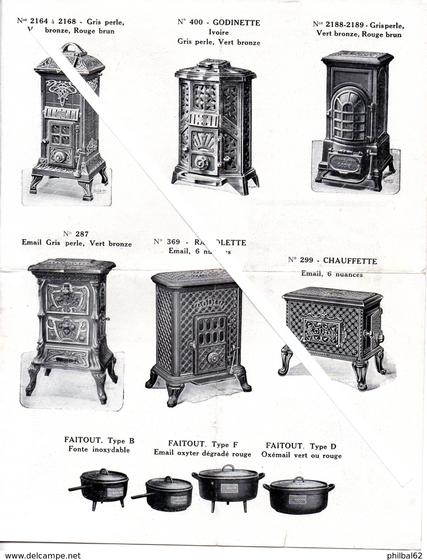 Double Feuillet De 4 P. Aciéries De Longwy, Appareils De Chauffage, Cuisinières, Faitout, Fourneaux, Gaufriers. - 1900 – 1949