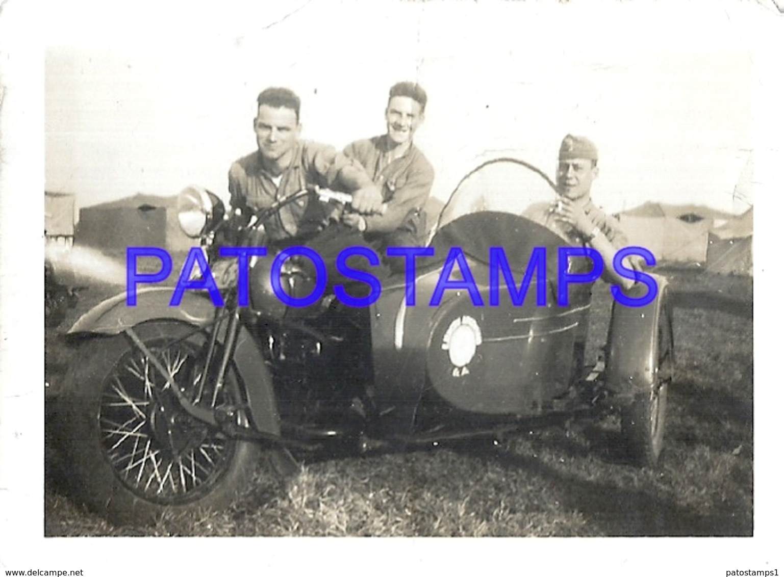 108659 REAL PHOTO MOTORCYCLE MOTO WITH SIDECAR AND MAN'S 9 X 6.5 CM NO POSTAL POSTCARD - Motorräder