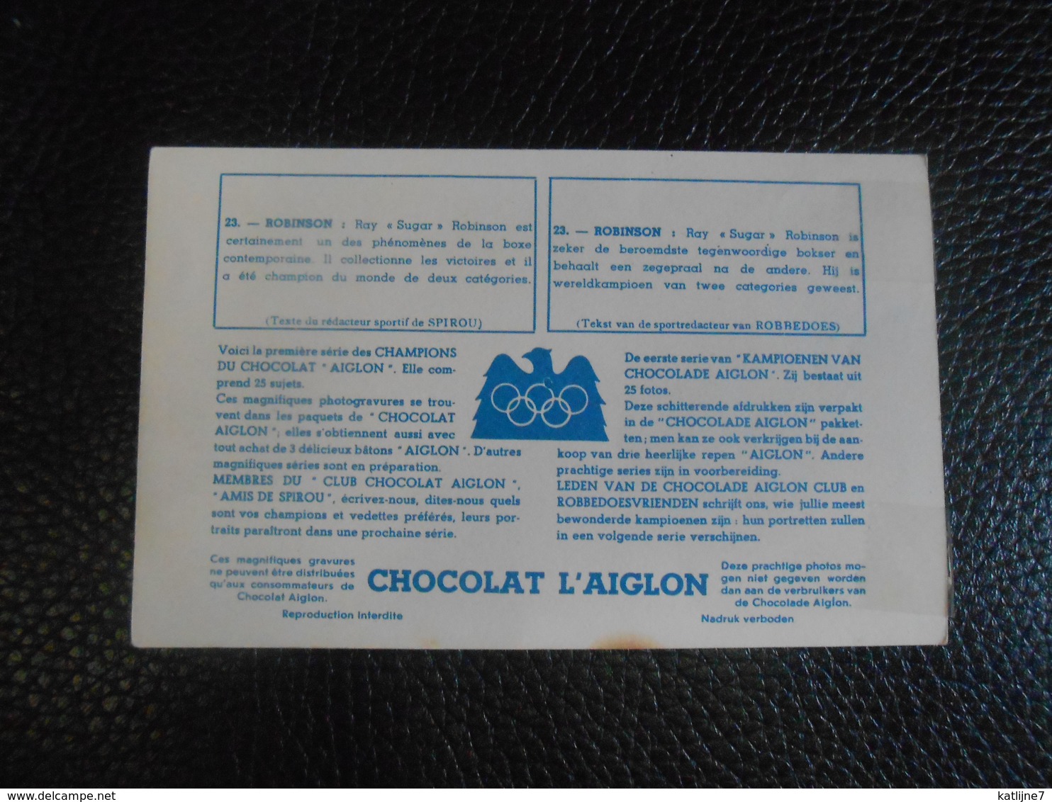 Chromos Chocolat L'Aiglon   Boksen  Nr 23  Robinson - Trading Cards