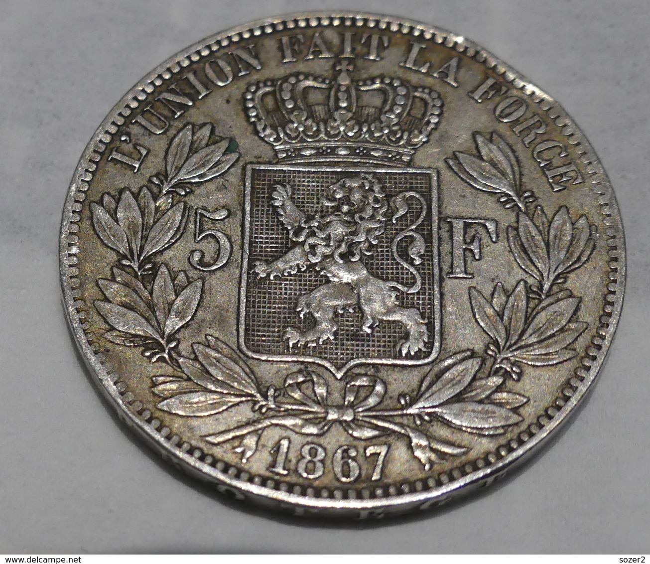 5 Francs Belgique 1867 - Argent - 5 Francs