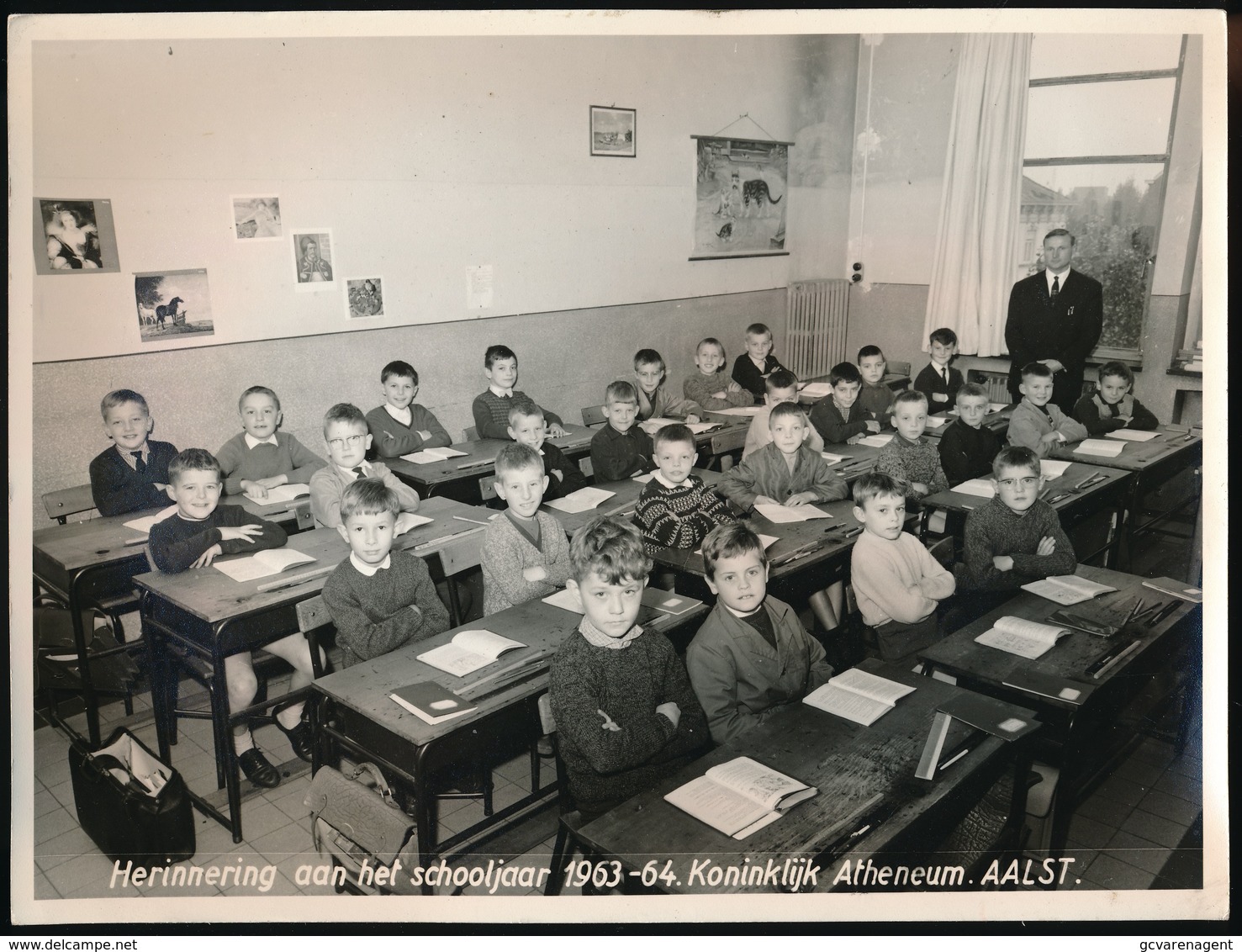 AALST ::  GROTE FOTO 24 X 18 CM - HERINNERING AAN HET SCHOOLJAAR 1963_64 ATHENEUM AALST -  MOOIE STAAT - Aalst