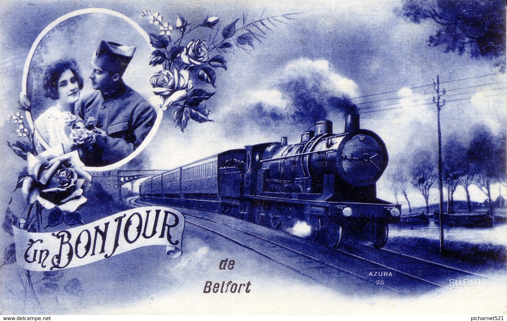 CPA "Un Bonjour De Belfort" - Sépia - Edition Azura. Circulée En 1925. Bon état. - Belfort - Ville