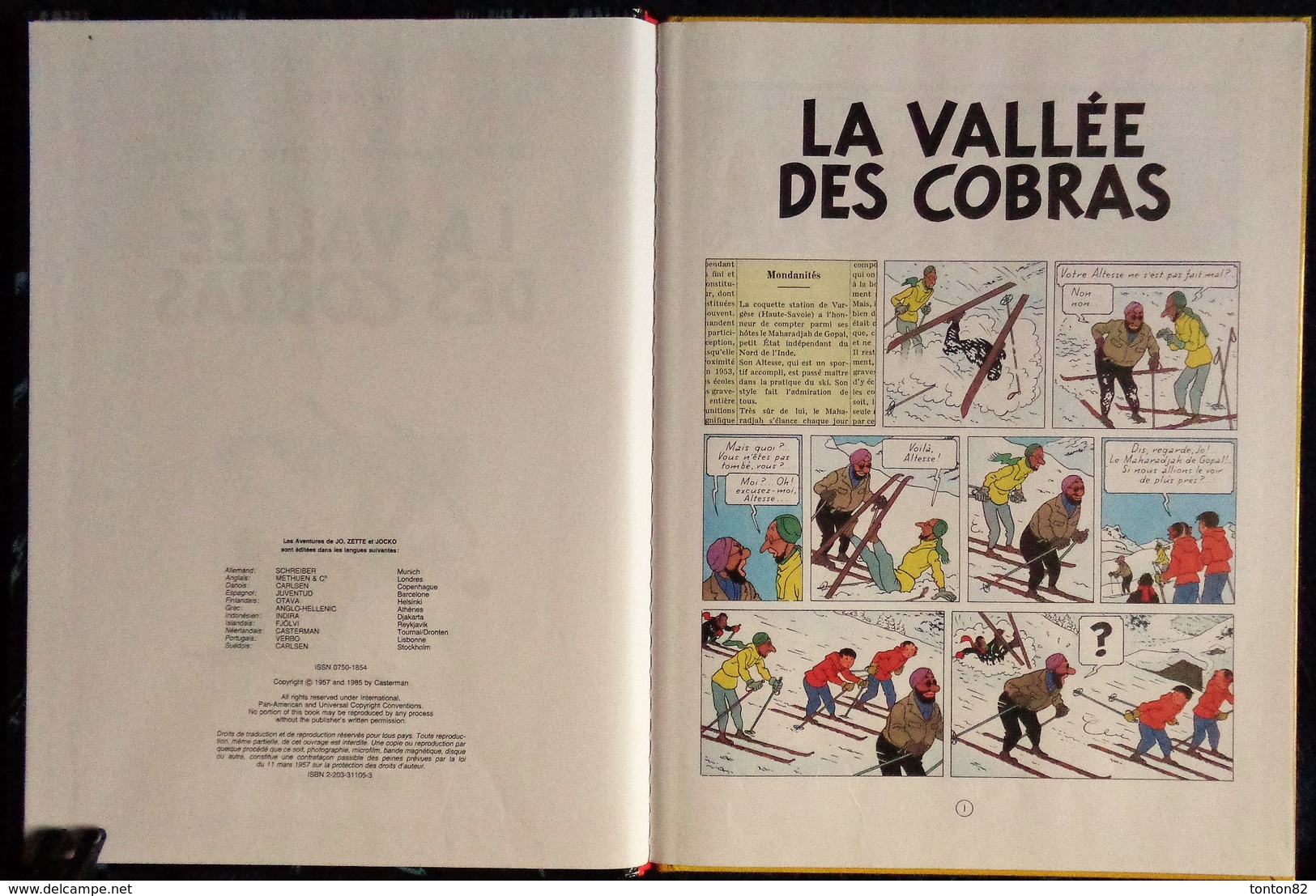 Hergé - " La Vallée Des Cobras " - Les Aventures De Jo, Zette Et Jocko - Casterman . - Jo, Zette & Jocko