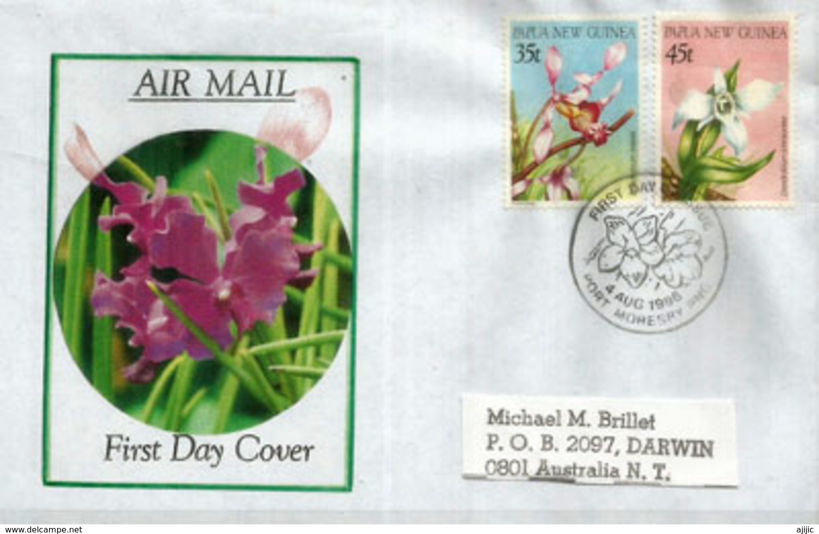 Orchidées De Papouasie, Sur Lettre FDC Adressée En Australie - Papouasie-Nouvelle-Guinée
