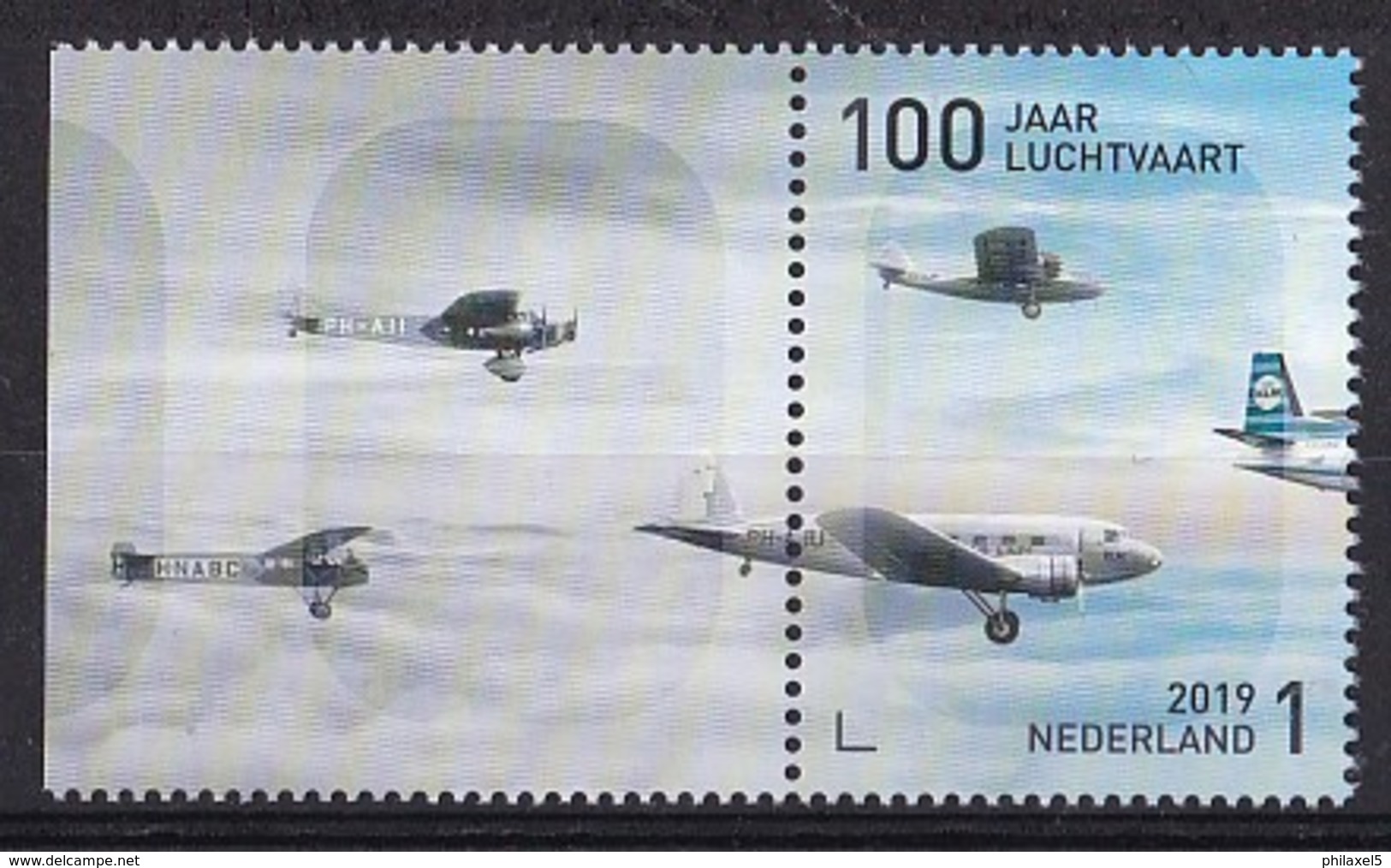 Nederland - 11 Maart 2019 - 100 Jaar Luchtvaart - Fokker F.II/F.XII/F.XXII - Douglas DC2- Uiver - MNH - Airplanes